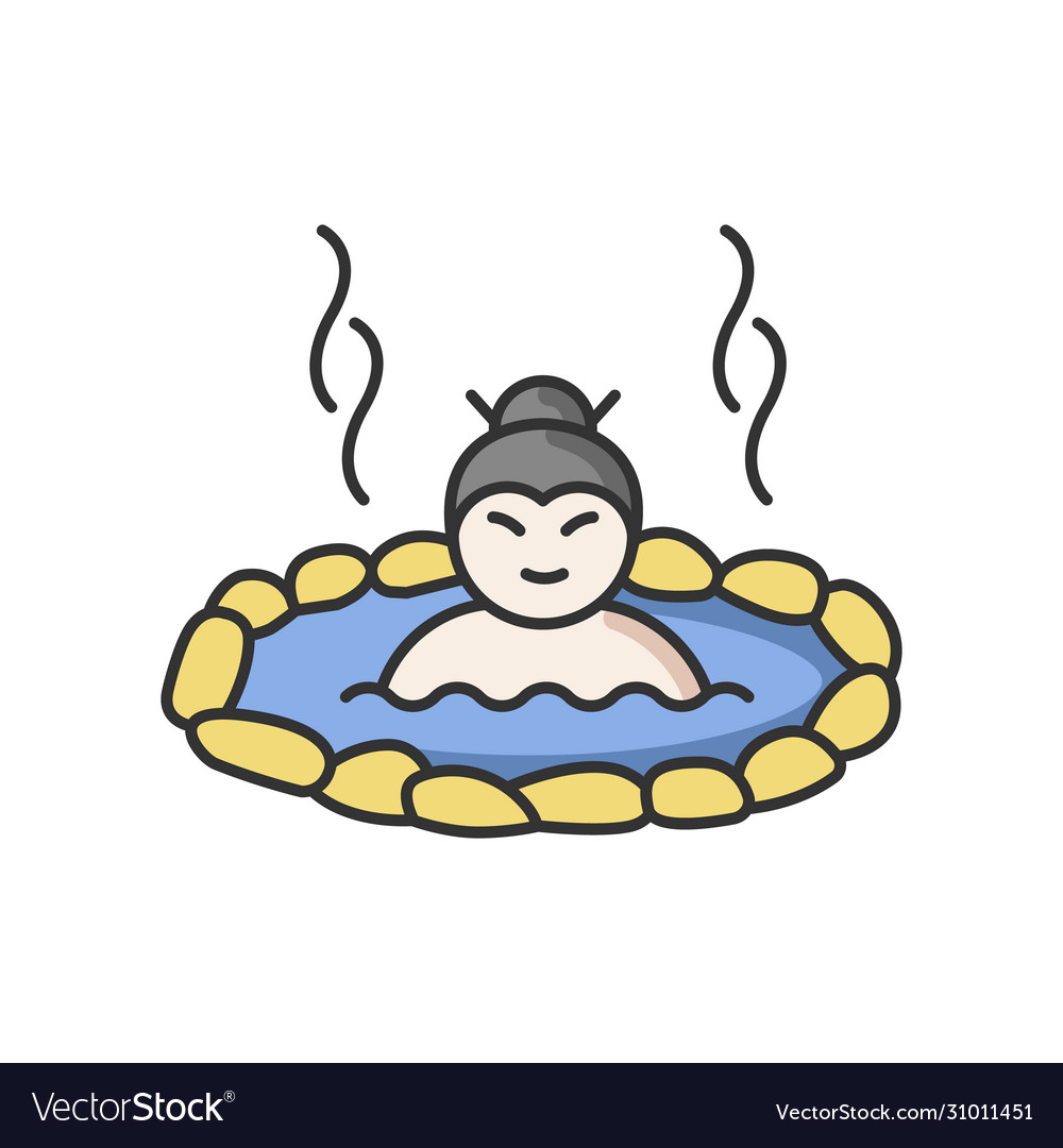 Hot spring rgb color icon japanese onsen Vector Image