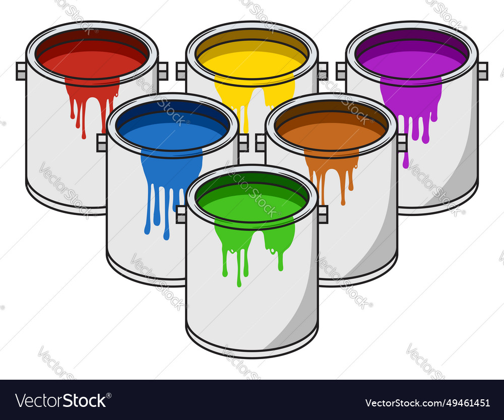 Multicolored paint dripping down from buckets Vector Image