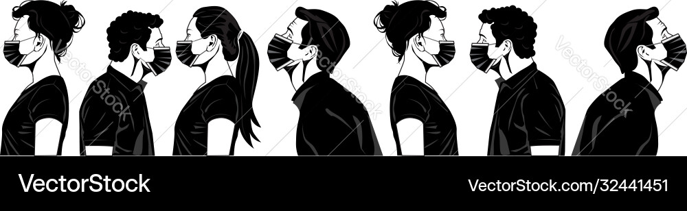 Printsocial distancing keep distance in public Vector Image