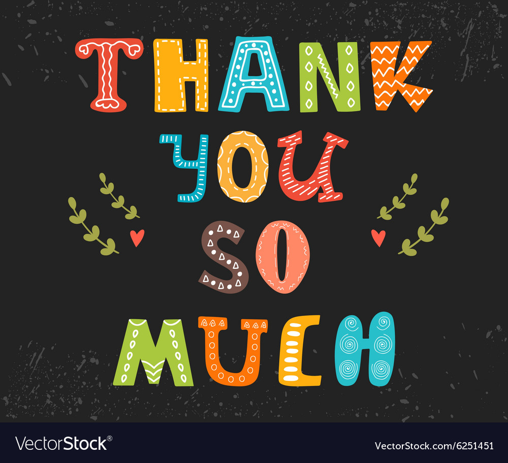 Thank you so much postcard Cute greeting card Vector Image