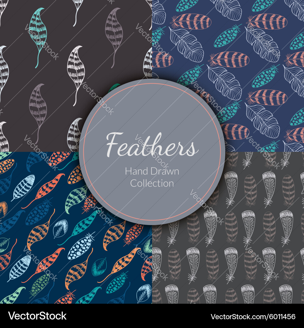 Doodle hand drawn seamless patterns set Royalty Free Vector