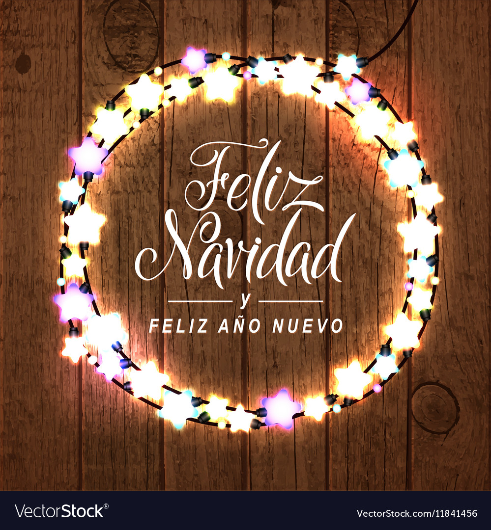 Merry christmas happy new year spanish card Vector Image