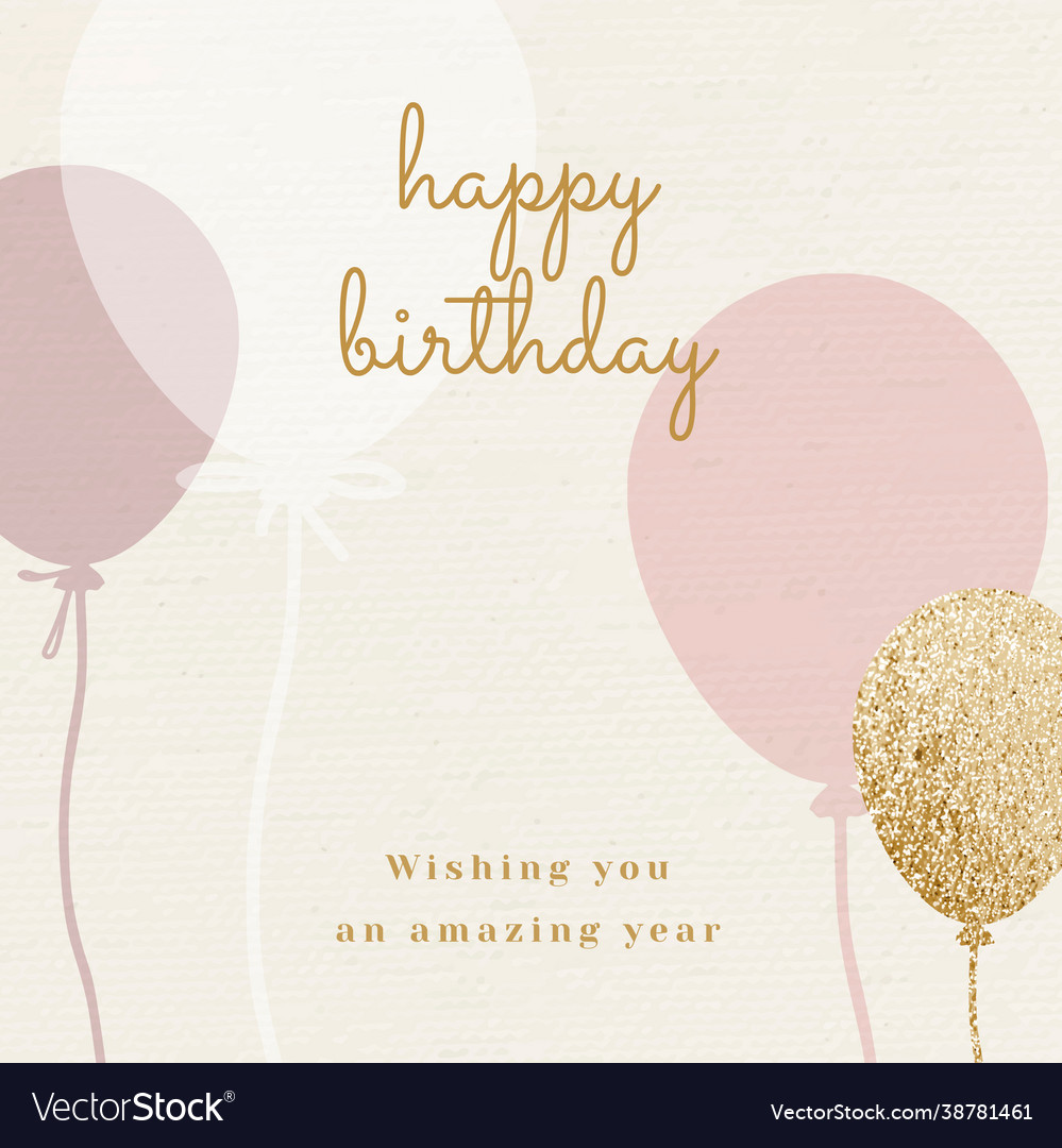 Balloon birthday greeting template in pink Vector Image