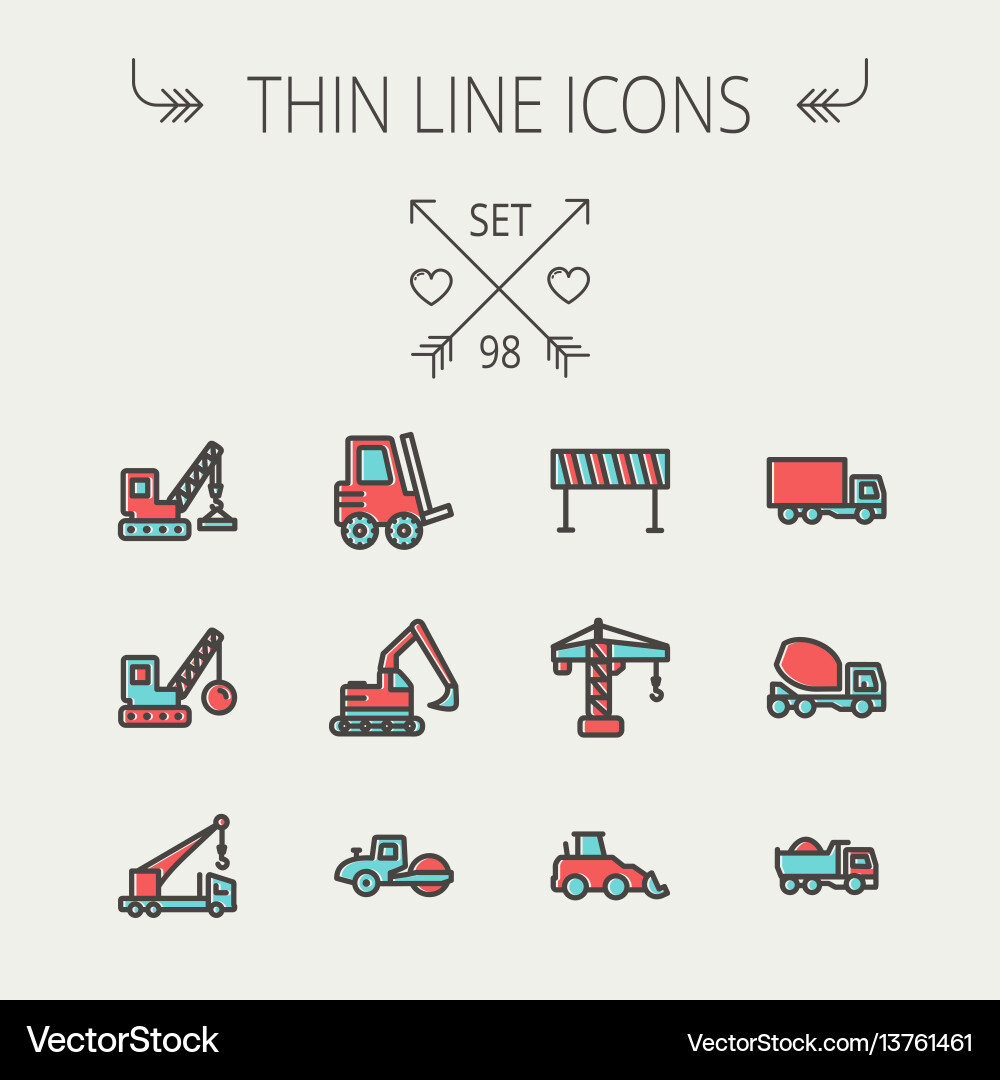 Construction thin line icon set Royalty Free Vector Image