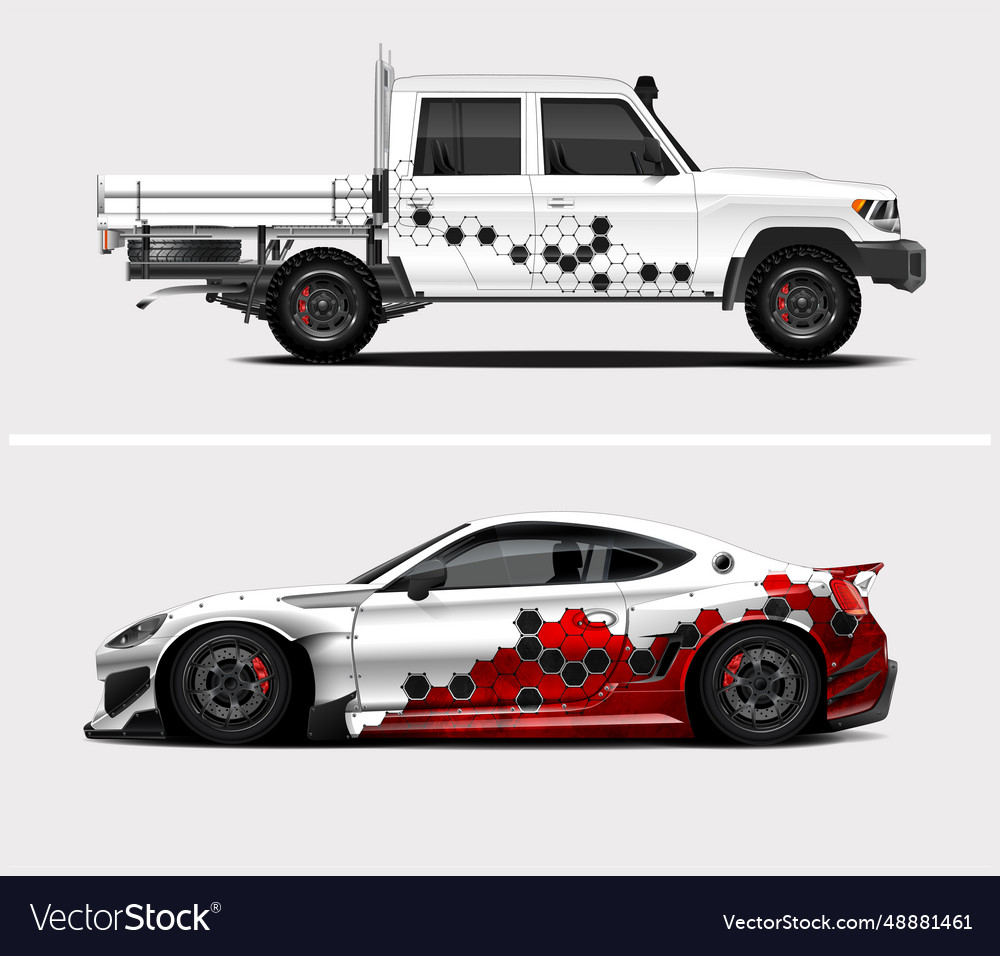 Custom car wrap pattern wrap design Royalty Free Vector