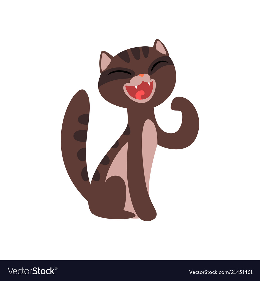 Cute Happy Cat Cartoon Character Royalty Free Vector Image