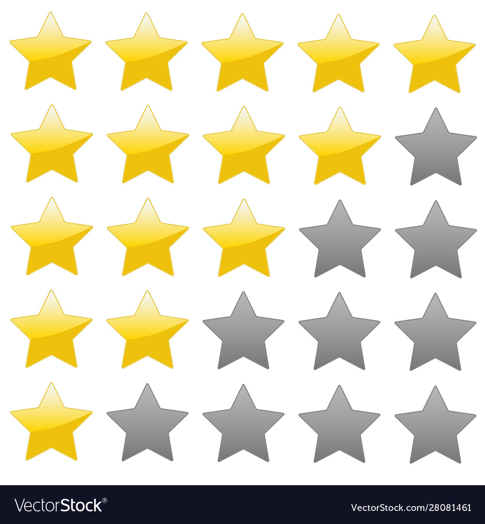 Golden shiny rating stars Royalty Free Vector Image