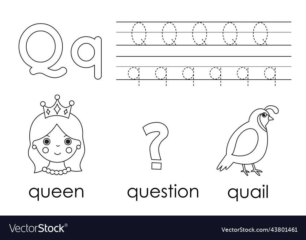 Learning english alphabet for kids letter q Vector Image