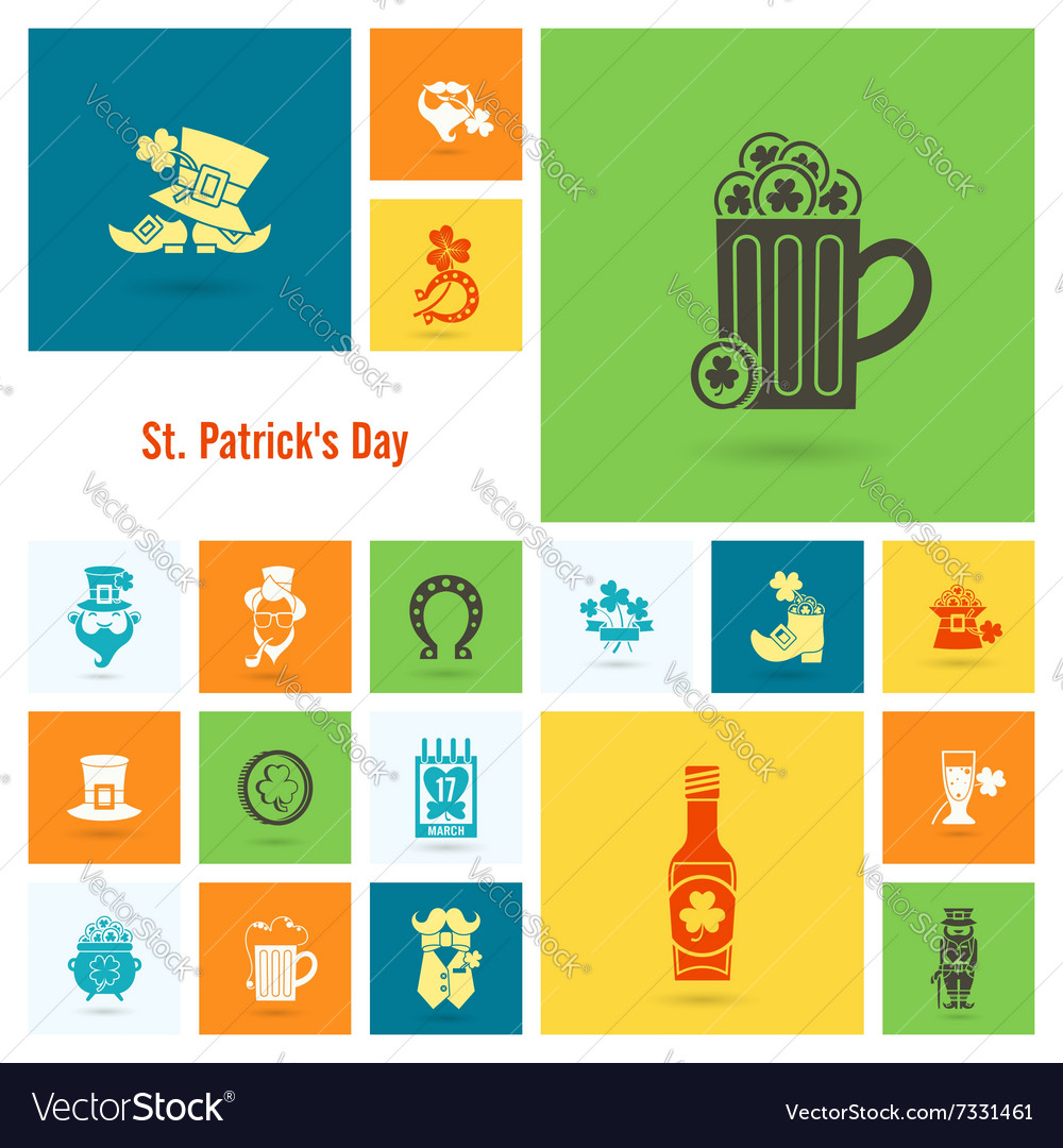 Saint patricks day icon set Royalty Free Vector Image