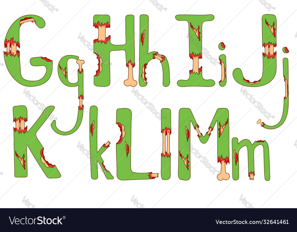 Zombie Text. Green Terrible Letter And Brains. Horror Lettering