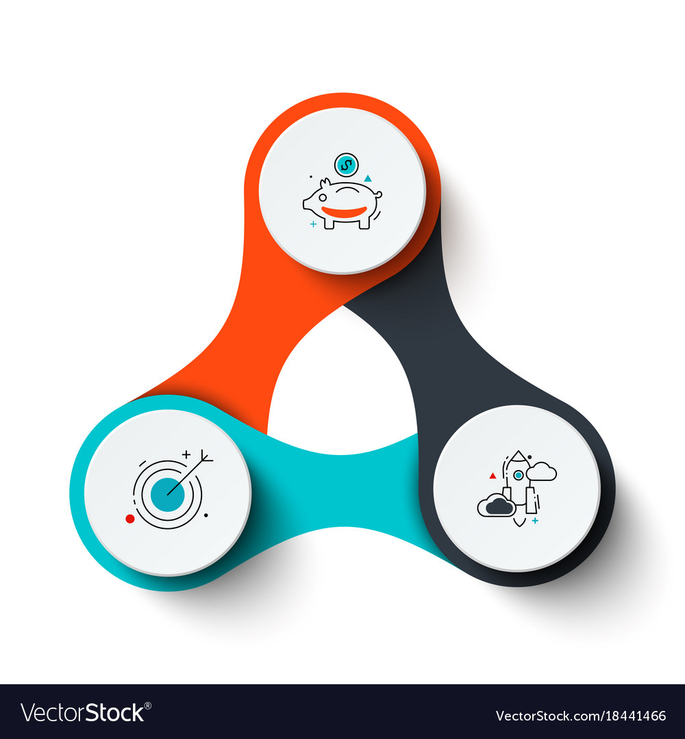 Abstract elements of cycle diagram with 3 steps Vector Image