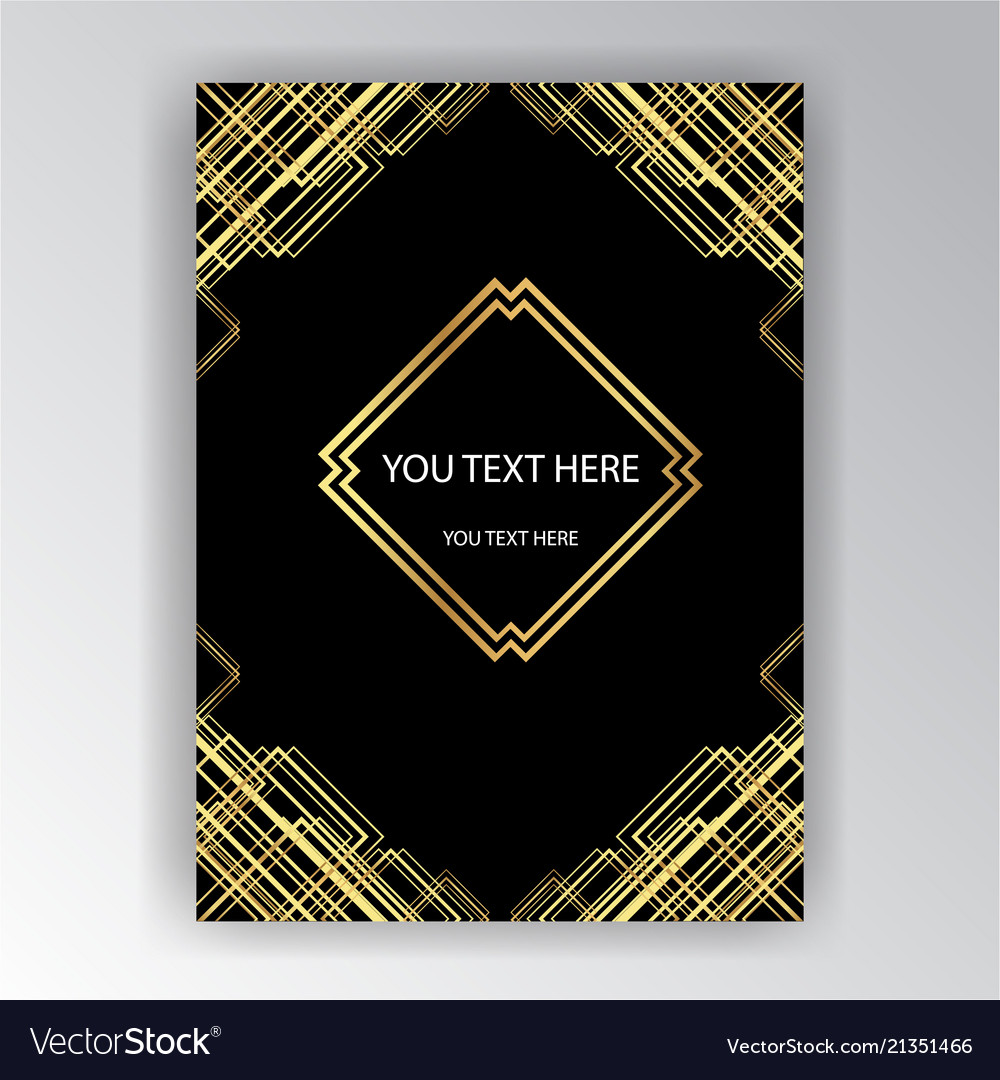 Art Deco Template Golden Black A4 Page Menu Vector Image