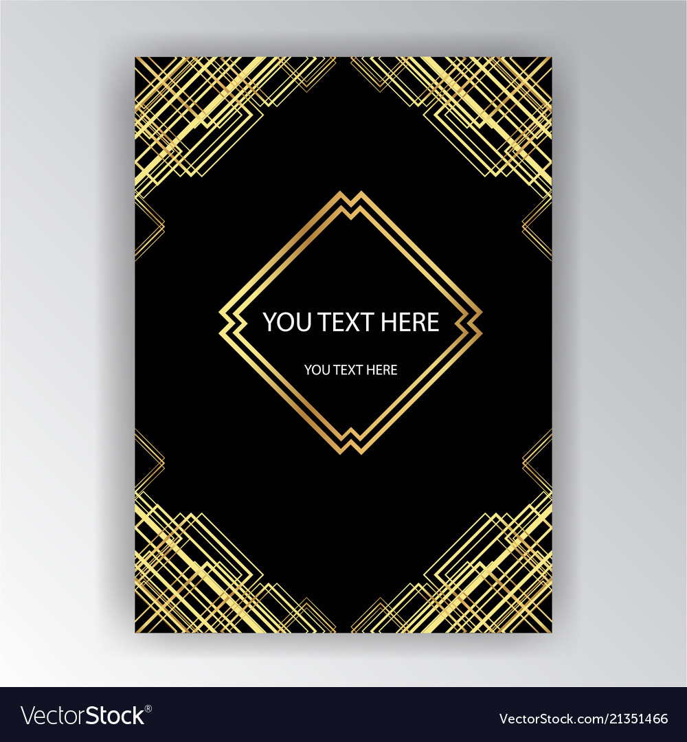 Art deco template golden-black a4 page menu