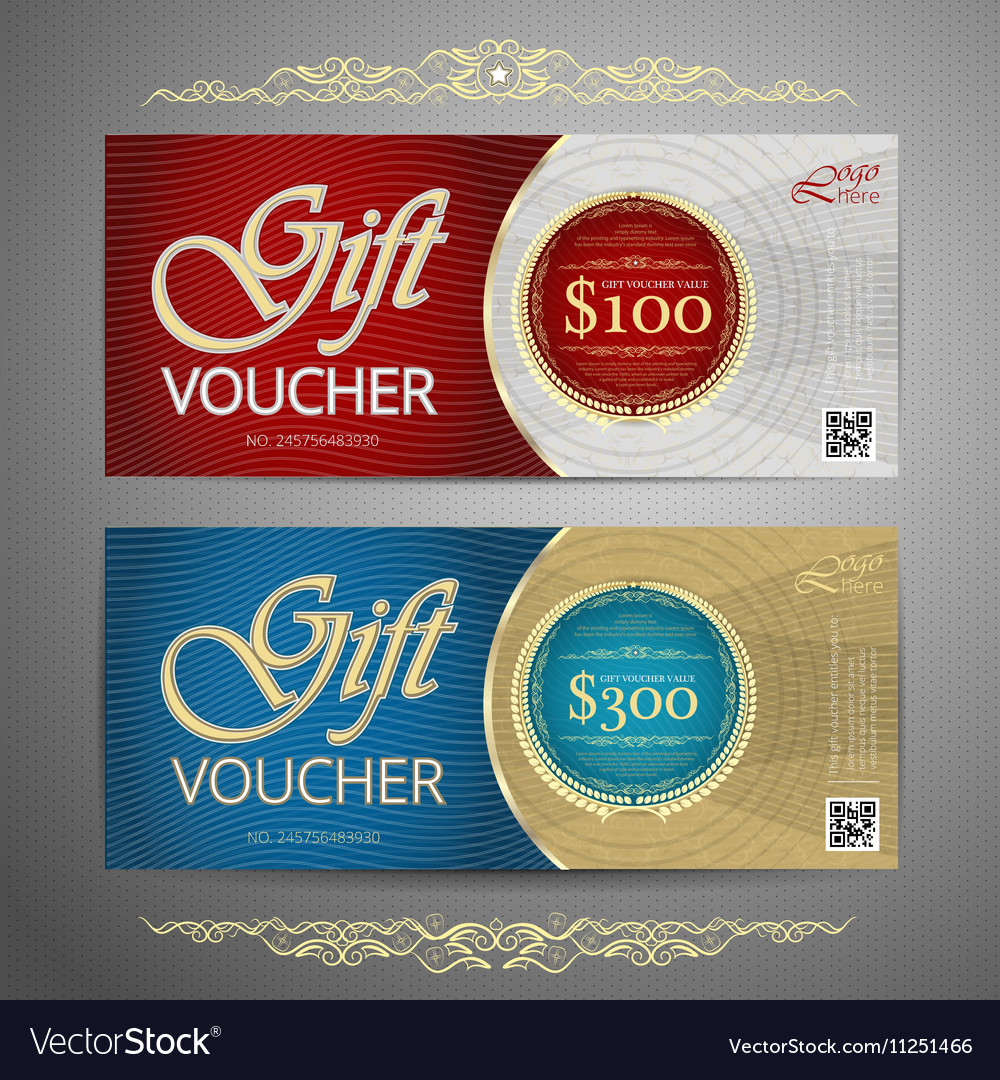 Gift Voucher Template With Colorful Patterncute Vector Image