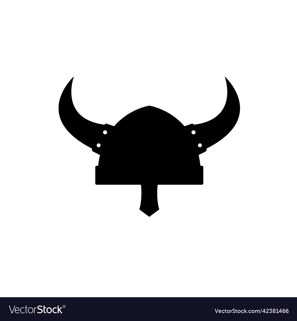 Viking helmet silhouette black and white icon Vector Image