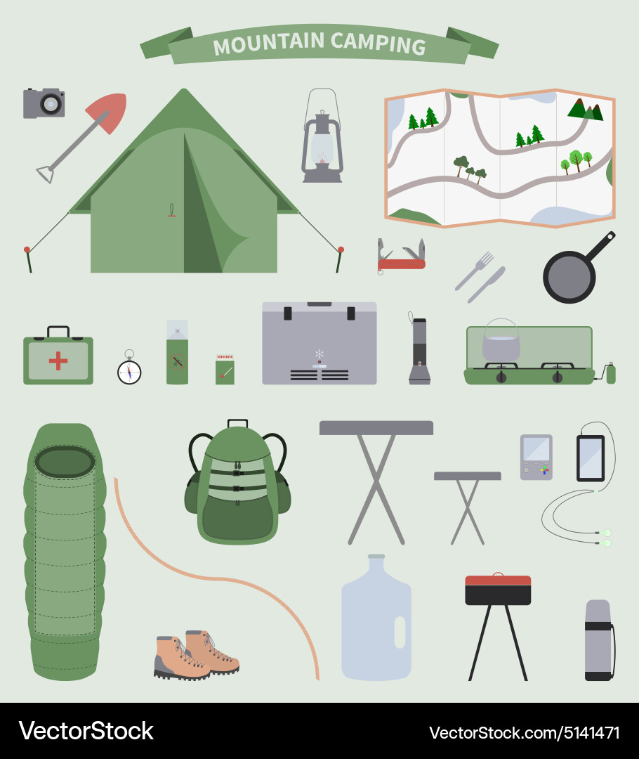 Camping Set Royalty Free Vector Image - VectorStock