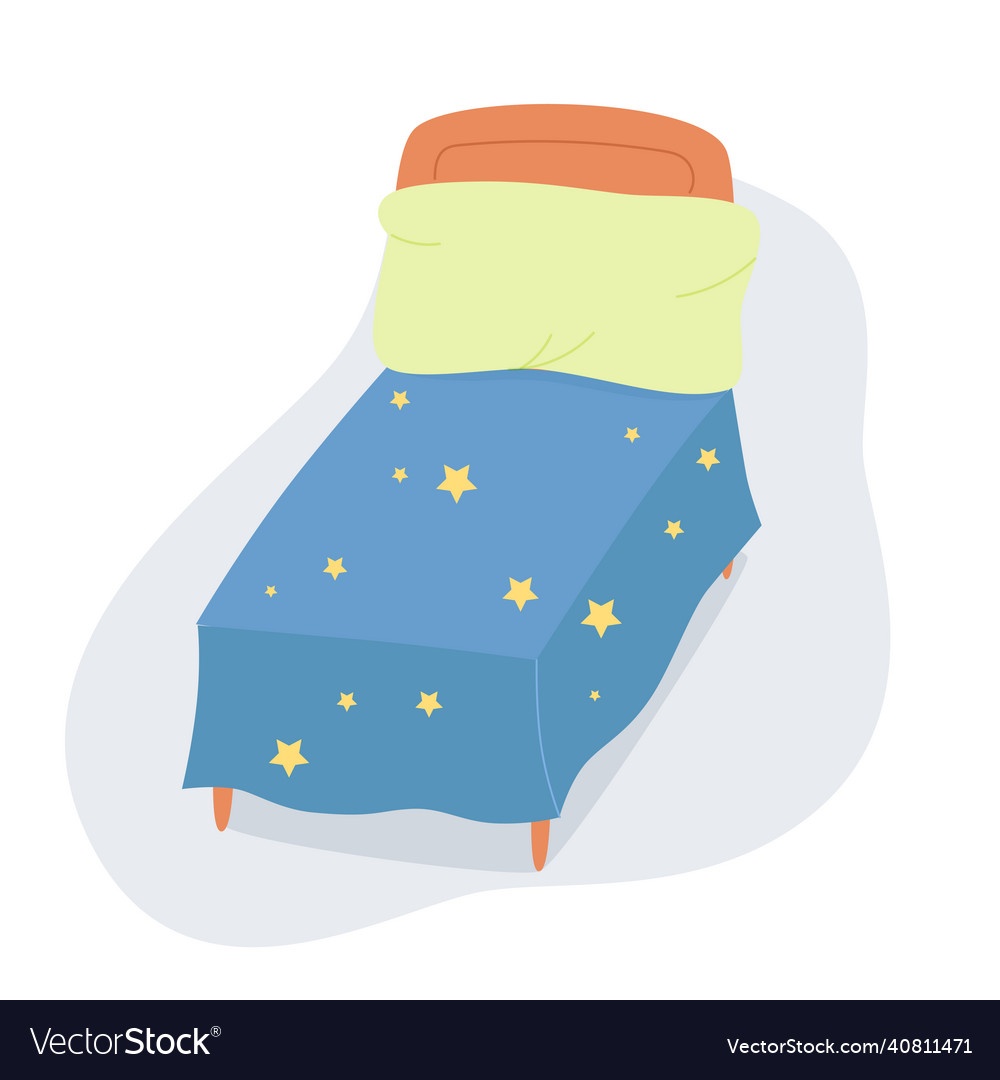 Children bed with blanket and pillow bed Vector Image