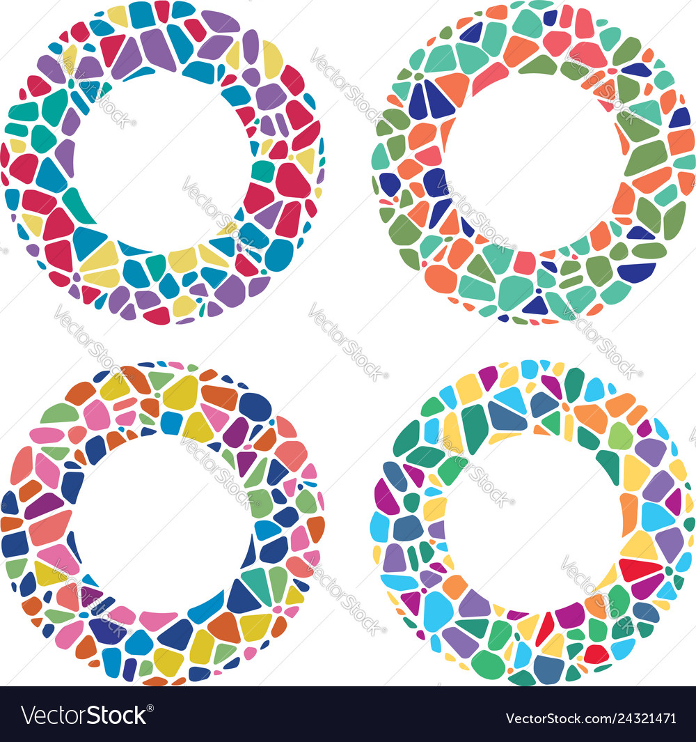 Colorful mosaic round patterns Royalty Free Vector Image