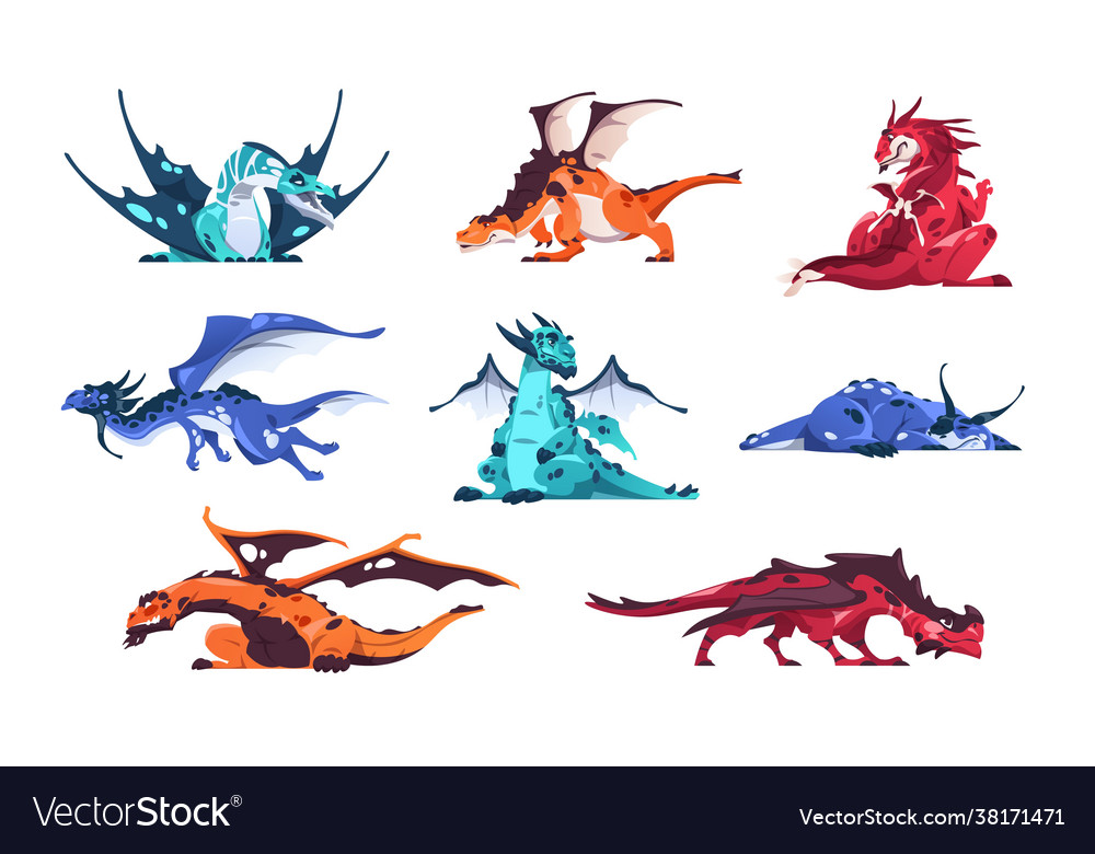 Dragon cartoon fairy tale creatures magical vector image Dragon cartoon fairy tale creatures magical