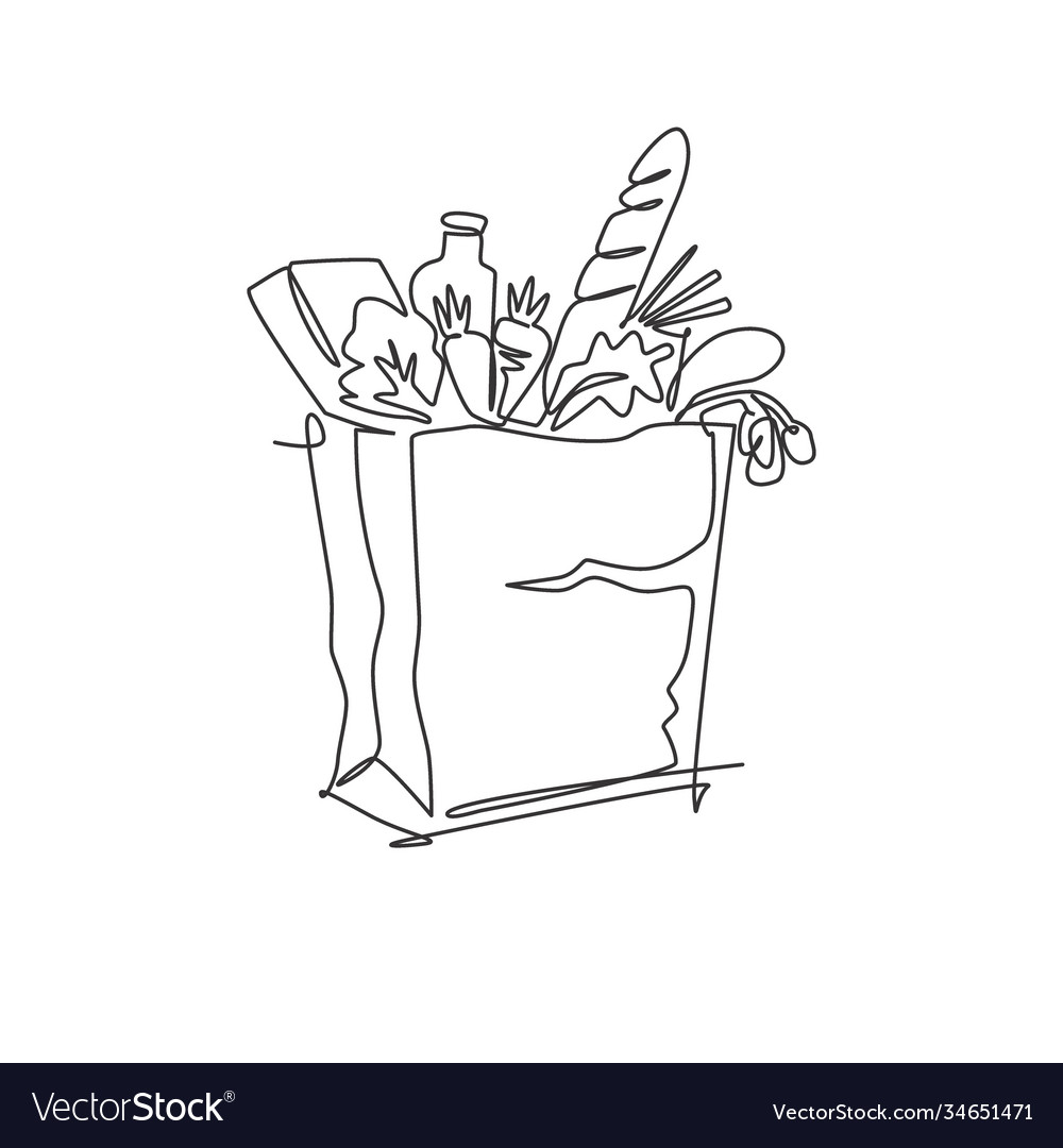 One continuous line drawing fresh delicious Vector Image