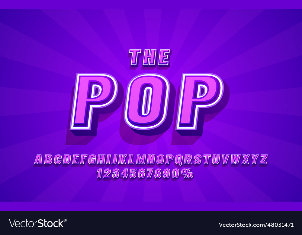 Pop retro font set collection letters and numbers Vector Image