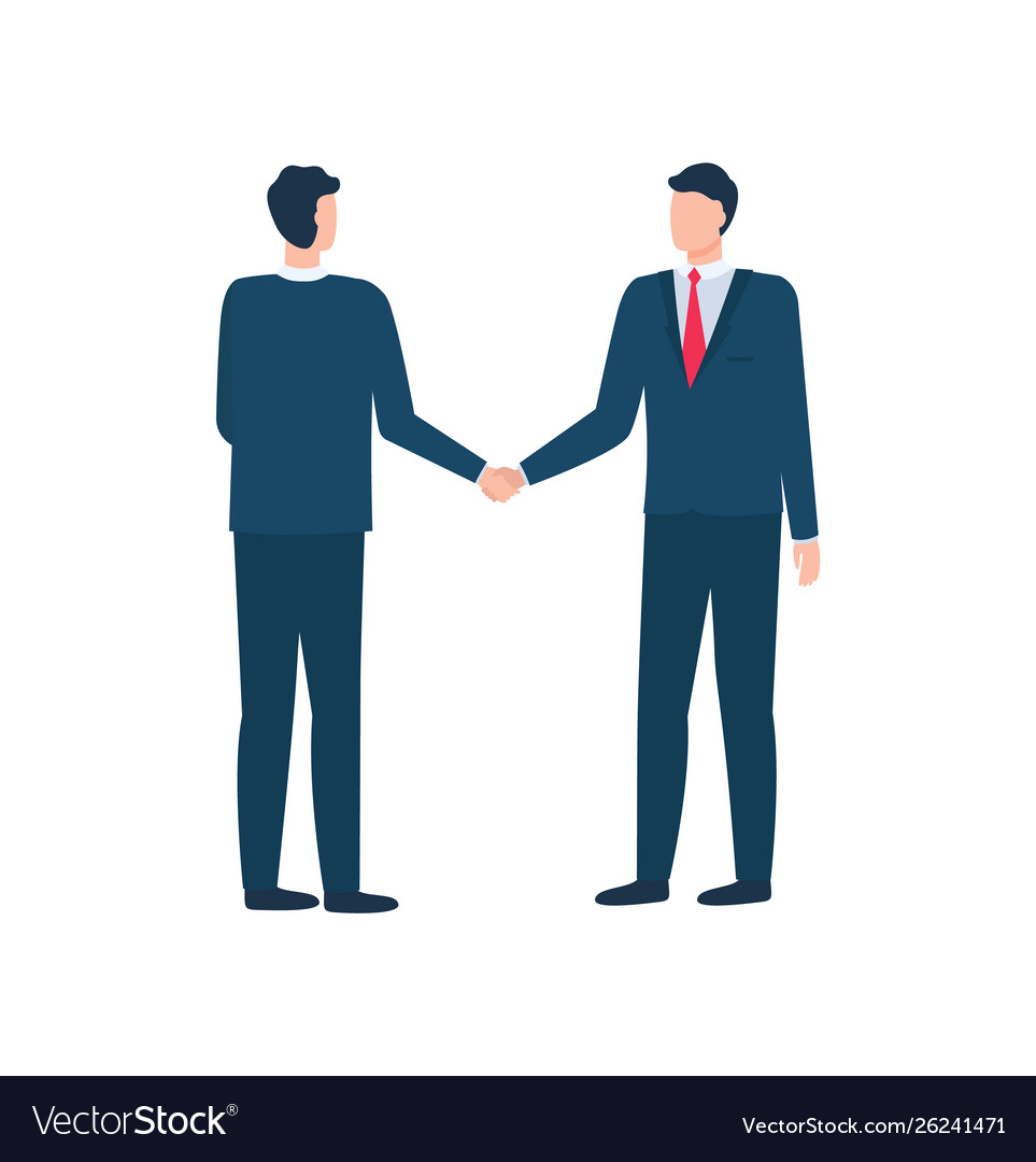 Representative characters shaking hands Royalty Free Vector