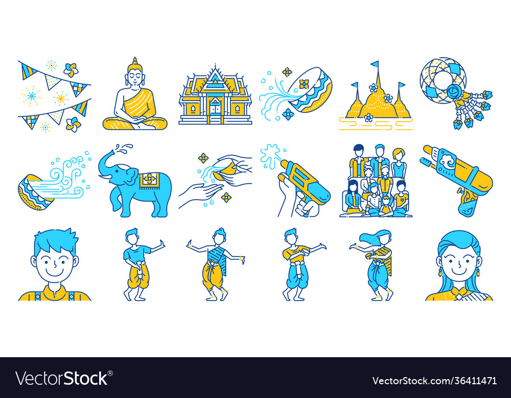 Songkran thailand festival linear icon Royalty Free Vector