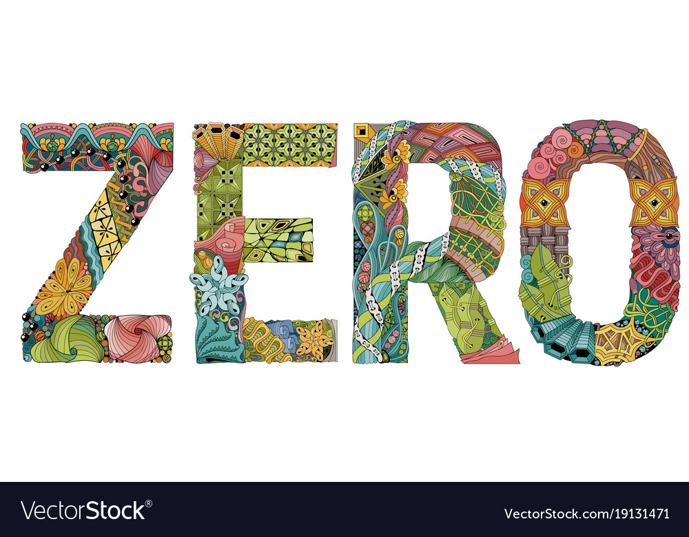 Word zero decorative entangle object Royalty Free Vector