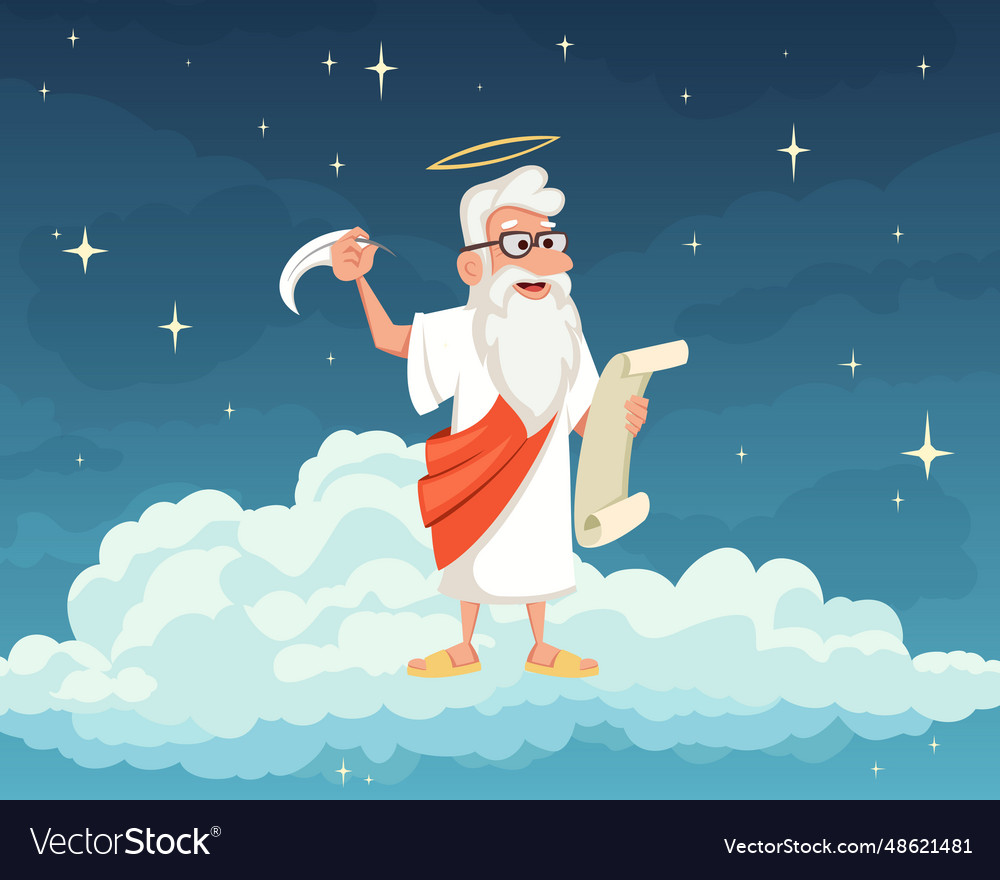 Angels paradise background cartoon cute funny old Vector Image