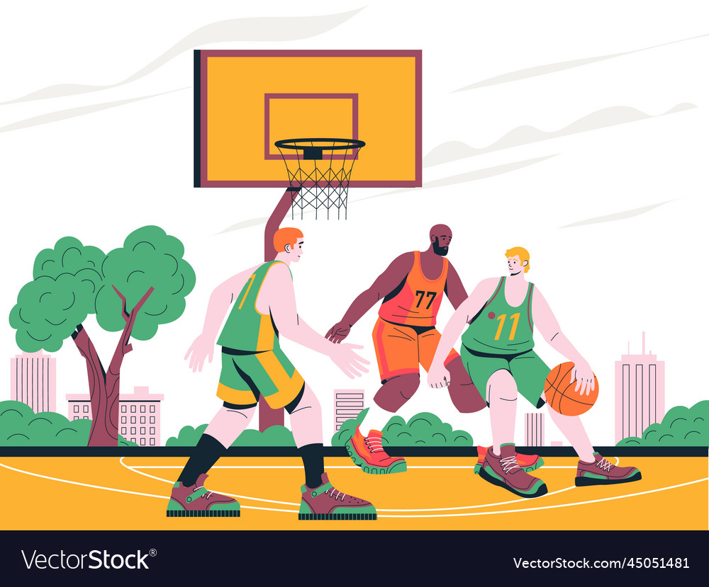 Basketball match cartoon players Royalty Free Vector Image