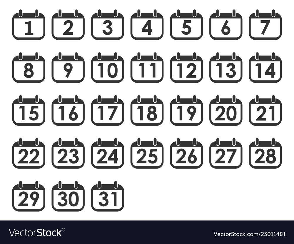 Calendar day icon set number on page Royalty Free Vector