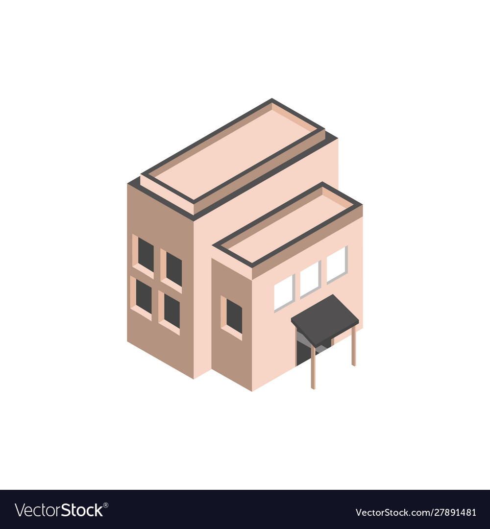 Commercial Building Structure Isometric Style Vector Image