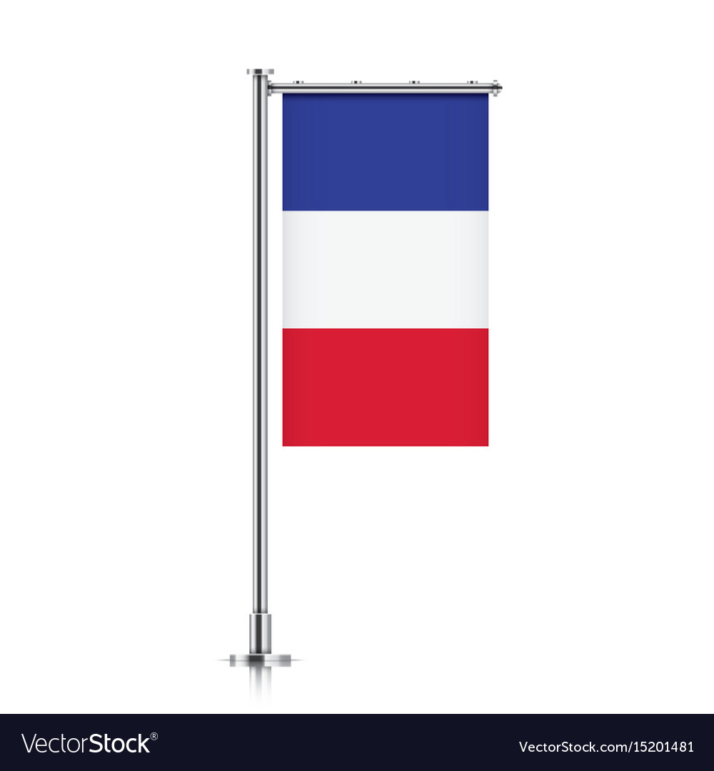 Flag of france hanging on a pole Royalty Free Vector Image