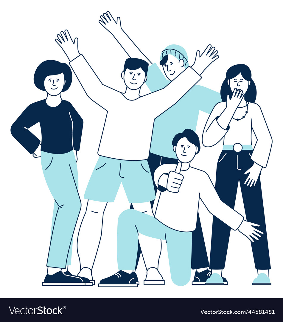 Friendship icon happy young people together Vector Image