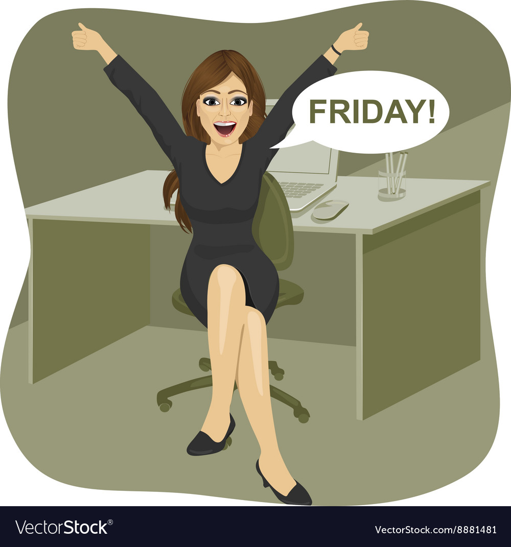 Happy successful woman sitting in chair office Vector Image