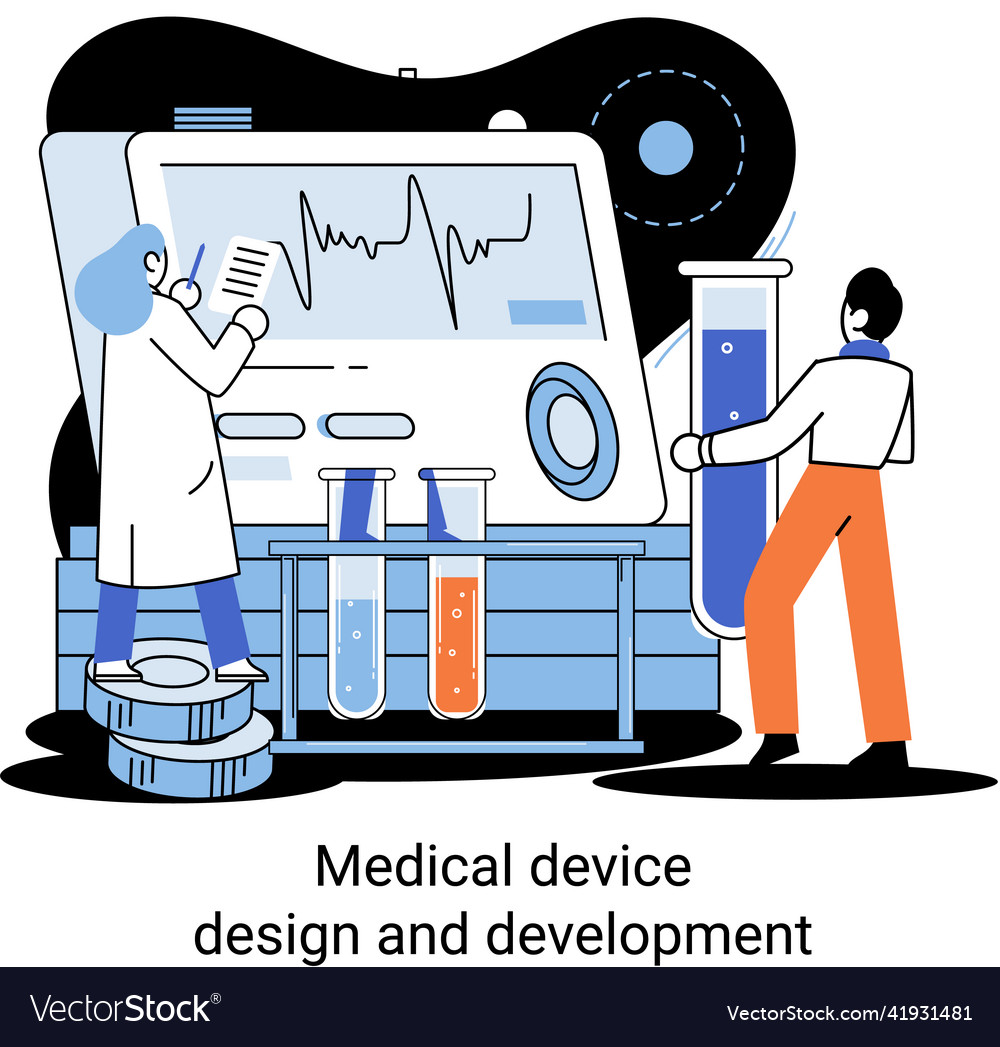 Medical device design and development banner Vector Image