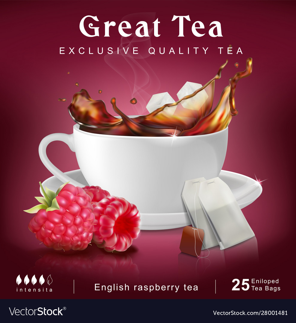 Tea packaging concept raspberry Royalty Free Vector Image