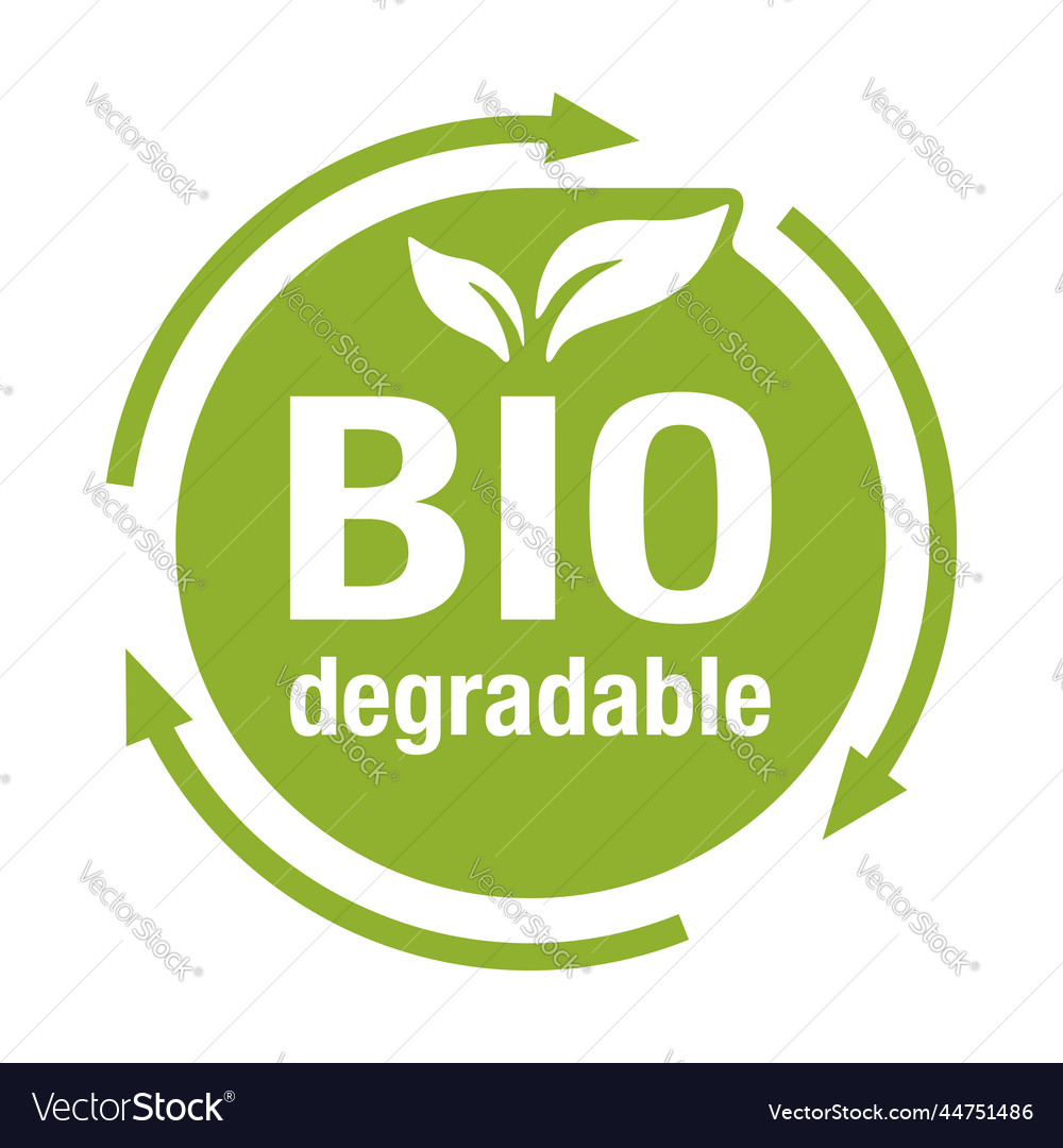 Biodegradable plastic eco friendly sign Royalty Free Vector