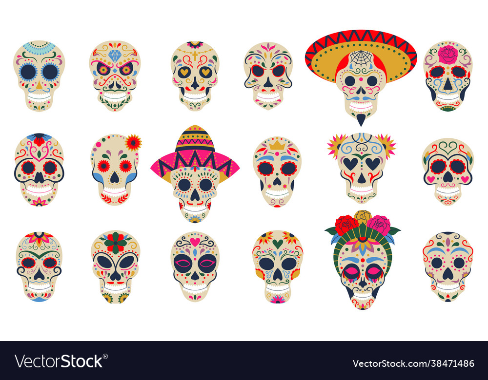 Dia De Los Muertos Skulls Background   Dia De Los Muertos Skulls Day Dead Vector 38471486 