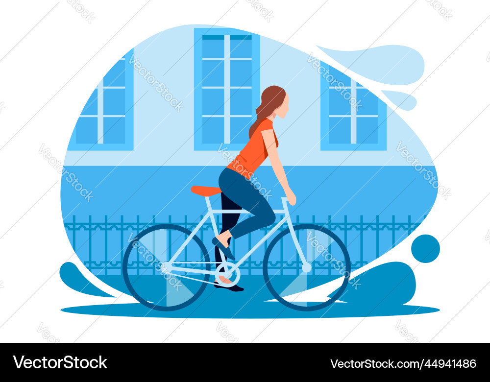 Girl riding a bicycle Royalty Free Vector Image