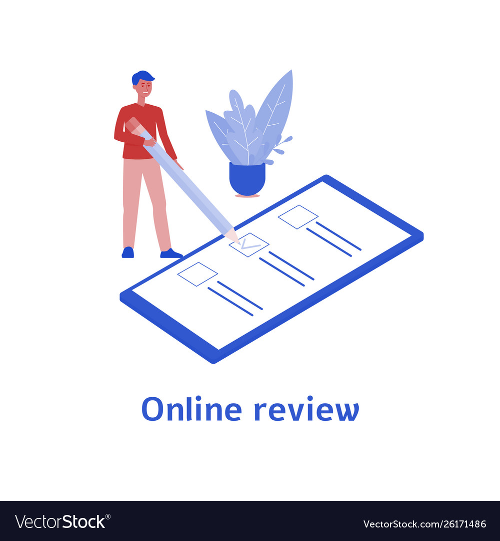 Online review - person giving feedback on business