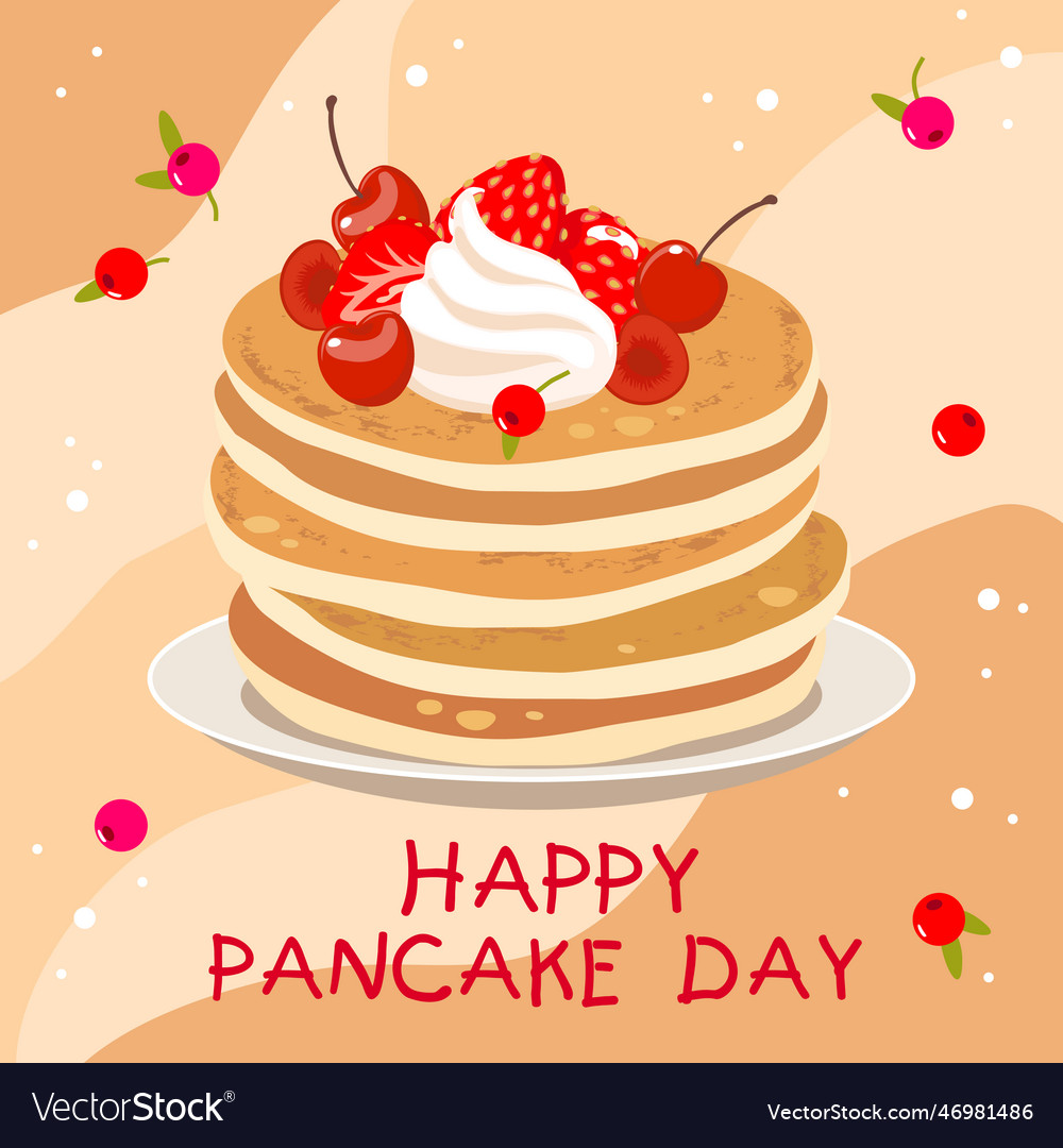 Pancakes plate cream Royalty Free Vector Image