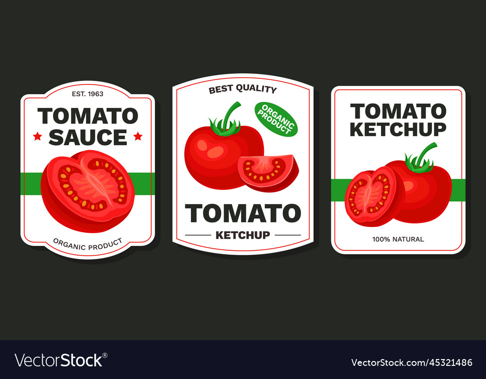 Red tomato label and sticker with vegetable