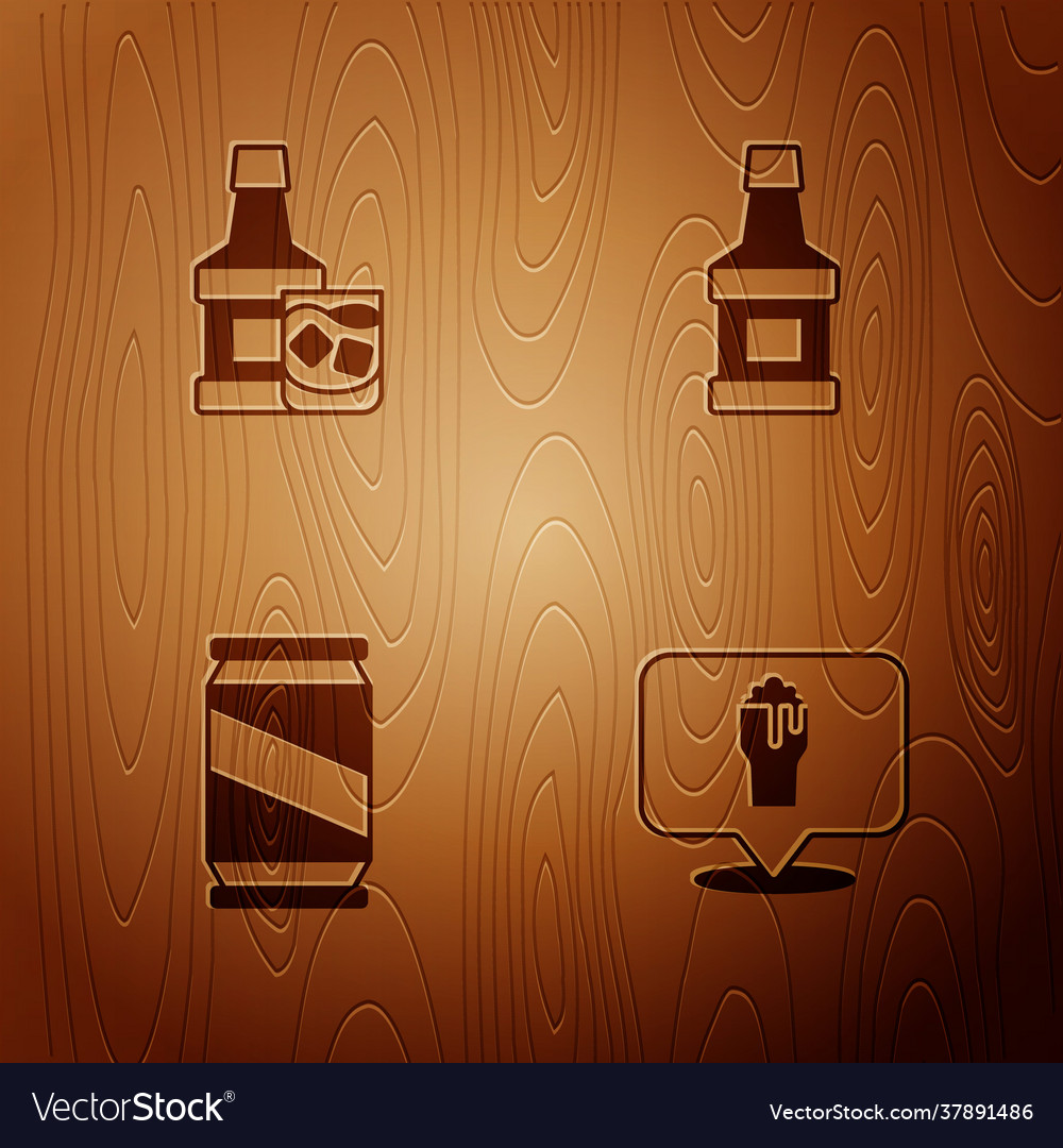 Set alcohol or beer bar location whiskey bottle Vector Image