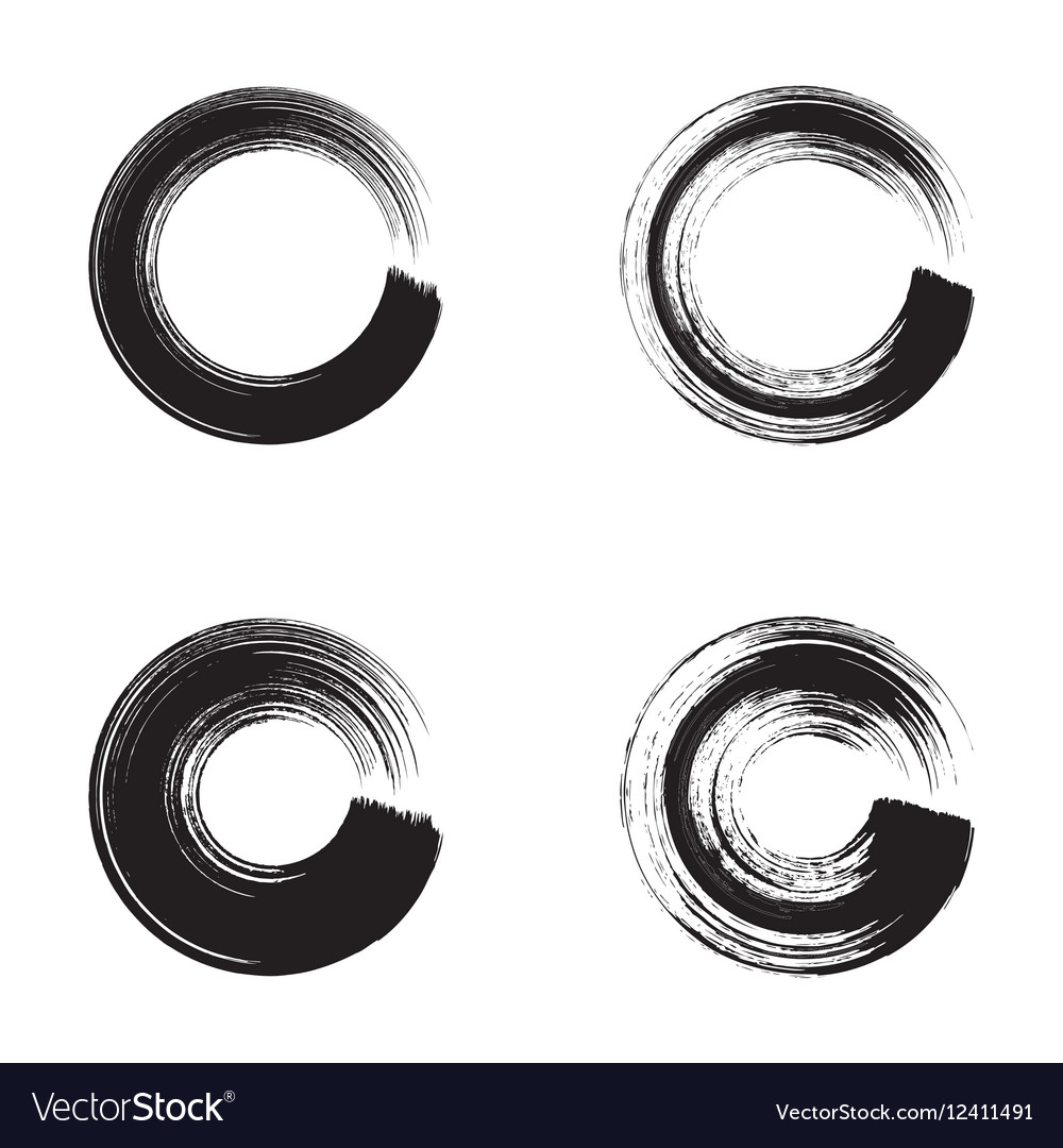 Black circle brush strokes Royalty Free Vector Image