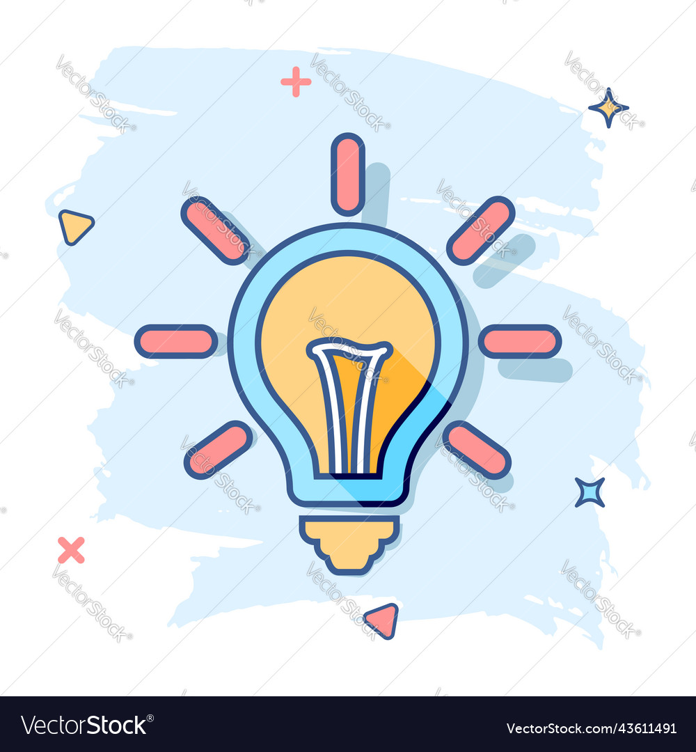 Cartoon Light Bulb Icon In Comic Style Lighting Vector Image