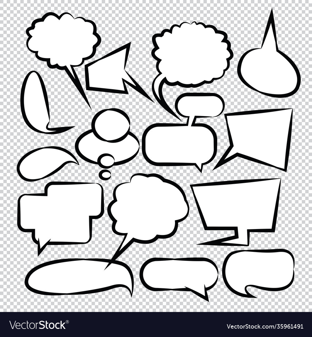 Comic speech bubbles icons collection color Vector Image