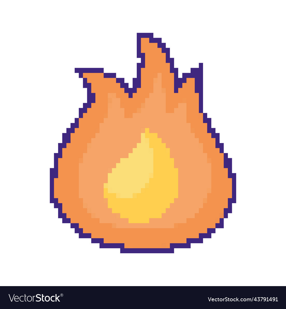 Fire flame pixel art Royalty Free Vector Image