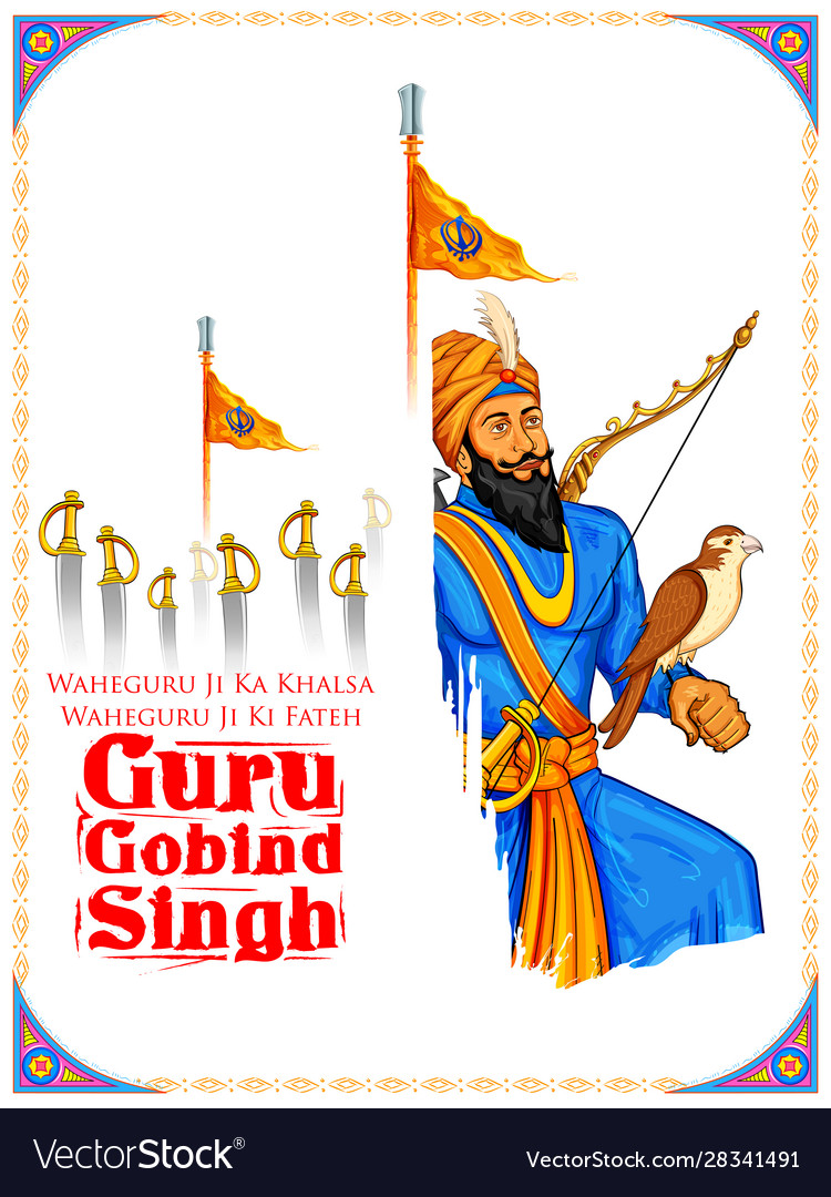 Happy guru gobind singh jayanti festival for sikh Vector Image