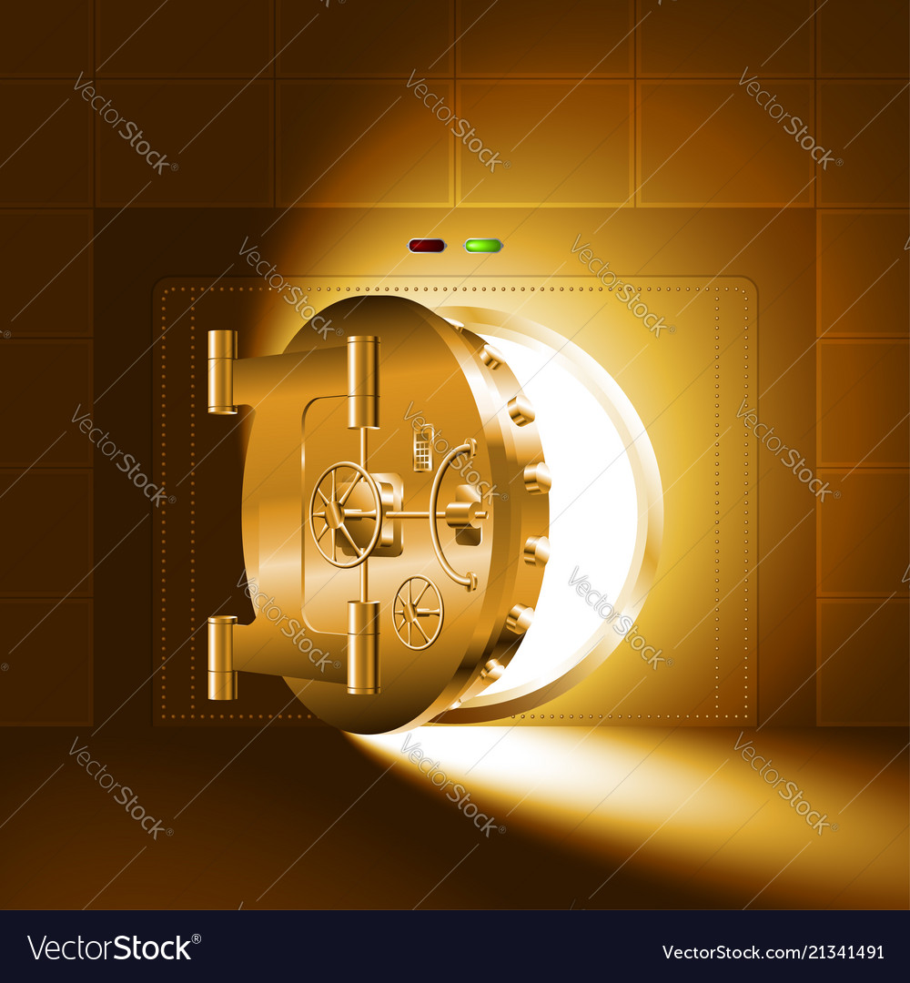 Light half-open door safe gold Royalty Free Vector Image